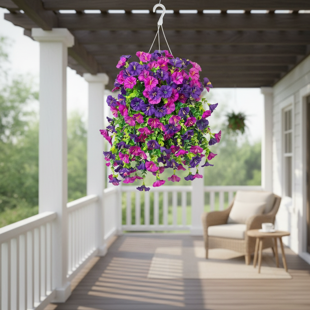 UV Resistant Artificial Morning Glory Flower Hanging Decor lifestyle 3