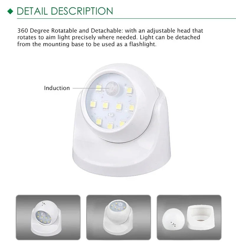 Wireless LED spotlight with motion detector – 360°…