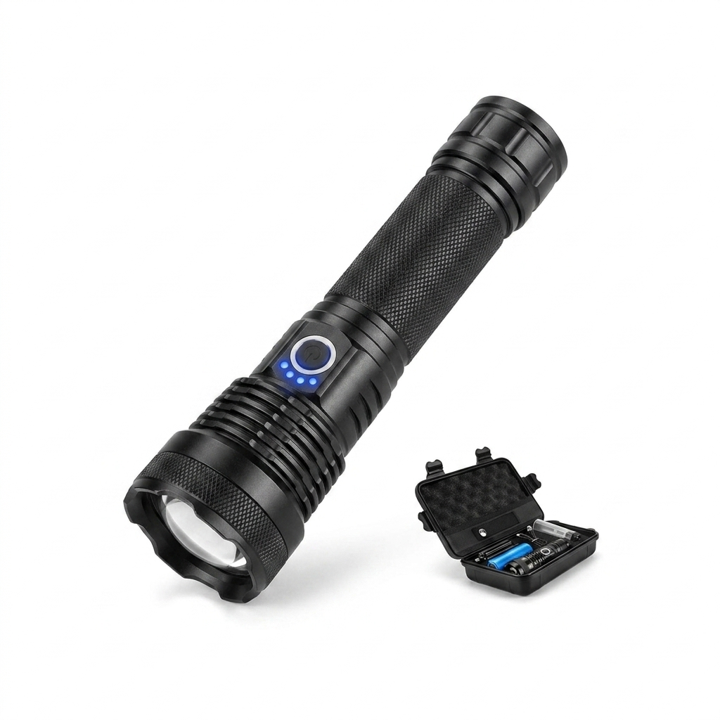 High Lumen Flashlight white background