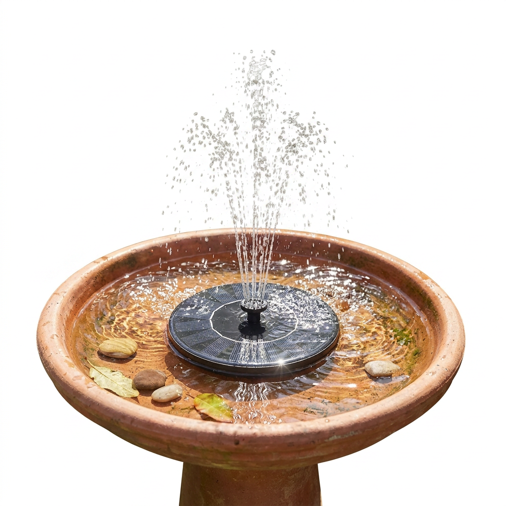 Solar Powered Water Fountain white background