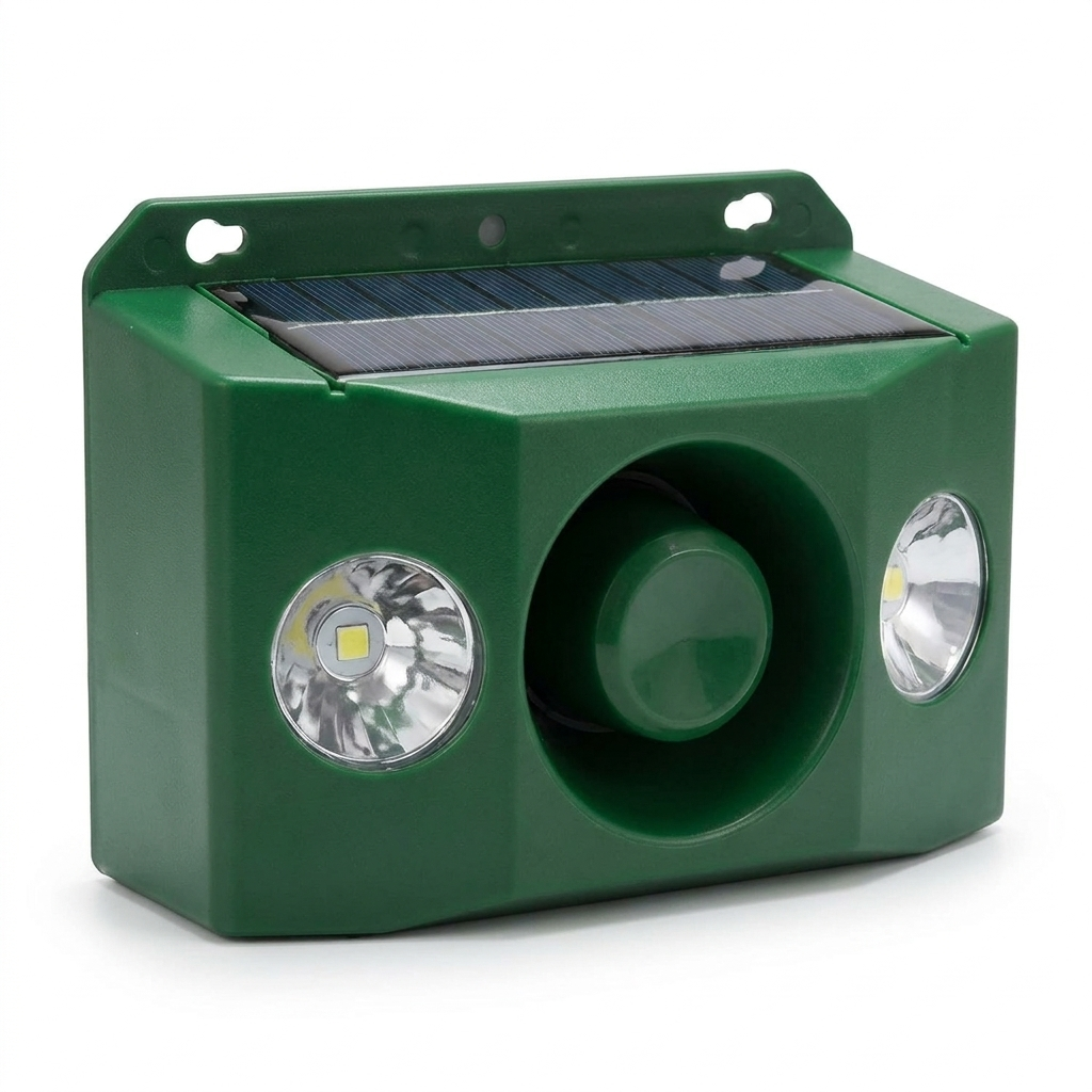 Beast Repellent Solar Warning Lights white background