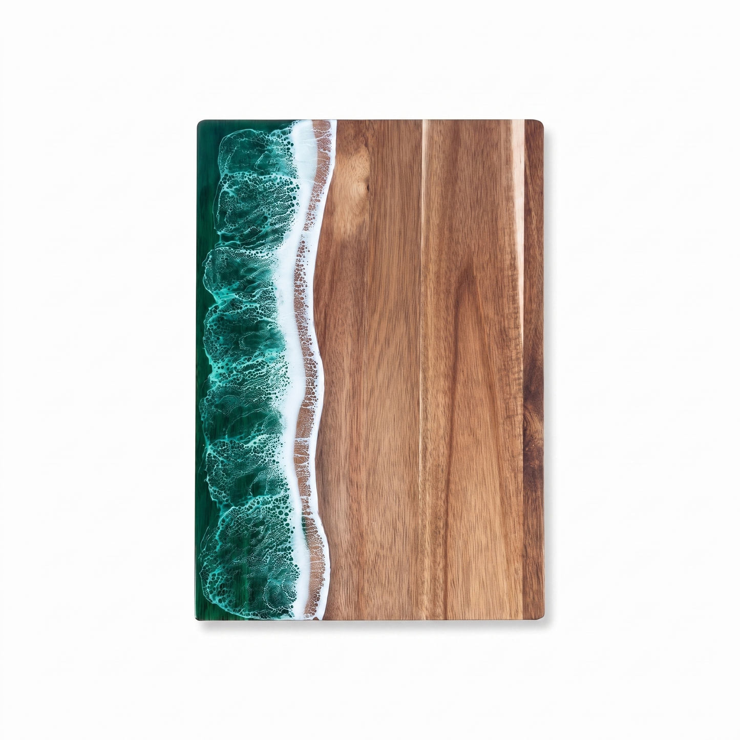 Wave Resin Cutting Board | Ocean-Inspired Acacia Wood Cheese & Serving Board white background