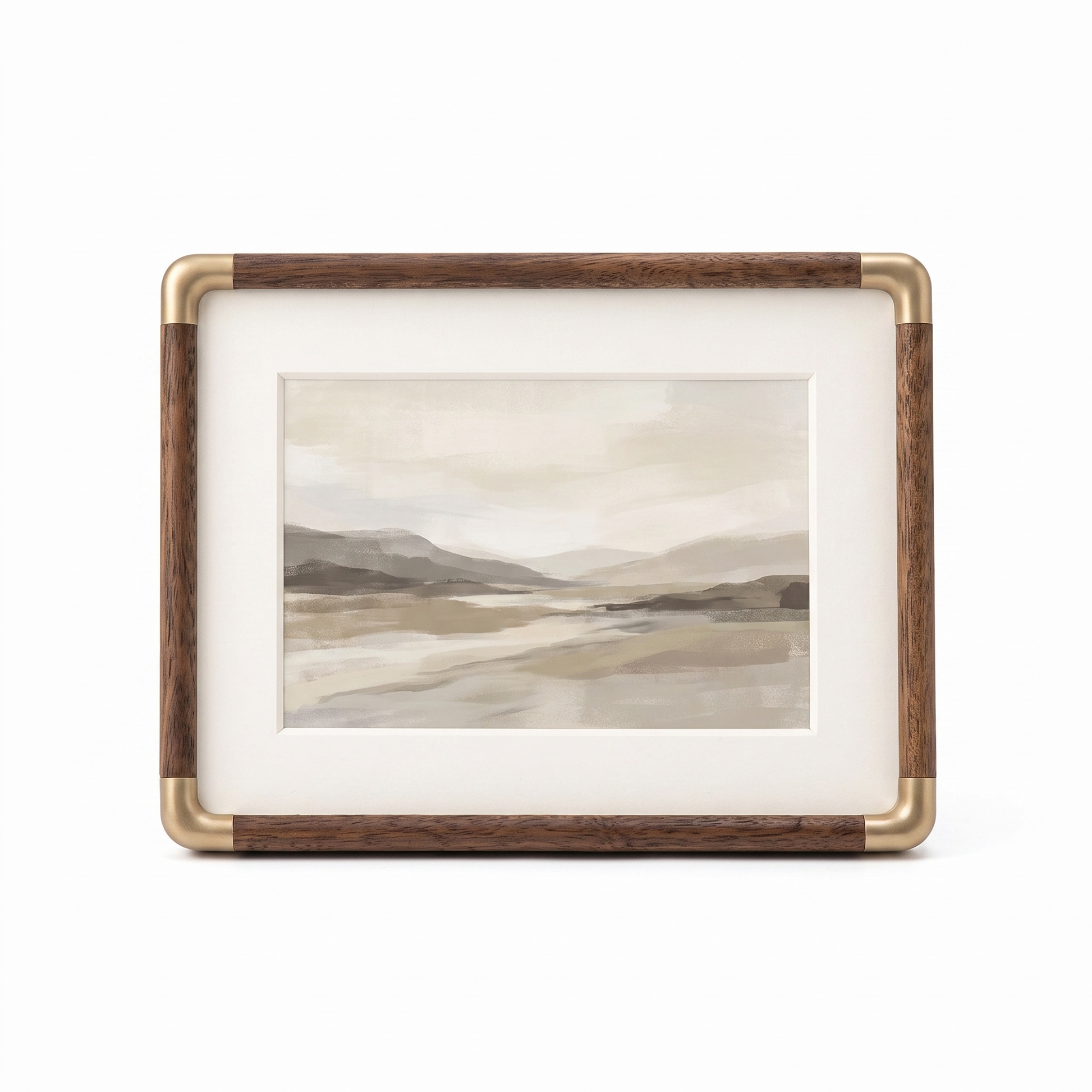 Brooks Tabletop Photo Frame | Vintage Wood & Brass Design white background