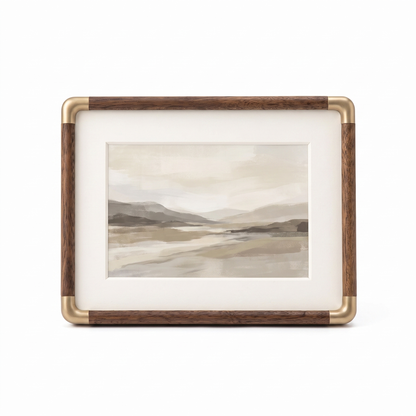 Brooks Tabletop Photo Frame | Vintage Wood & Brass Design white background