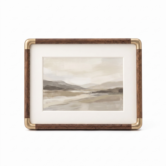 Brooks Tabletop Photo Frame | Vintage Wood & Brass Design white background