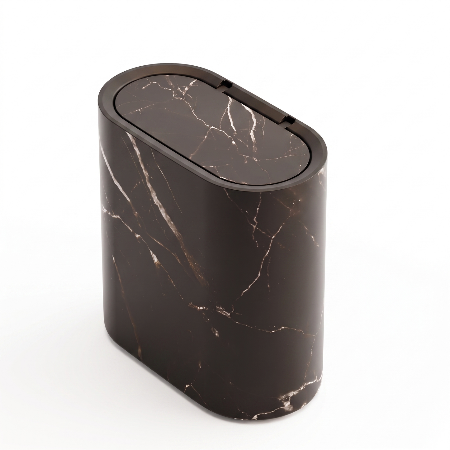 Marble Pattern Trash Can | Modern Bathroom & Kitchen Bin with Lid white background