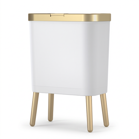 15L Modern Odour-Sealing Trash Can with Elevated Legs white background