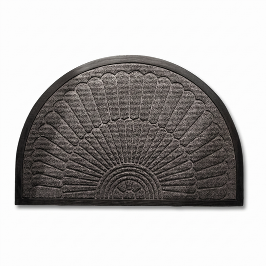Door Mat Non Slip Rubber Semi Circular Entryway Mat white background