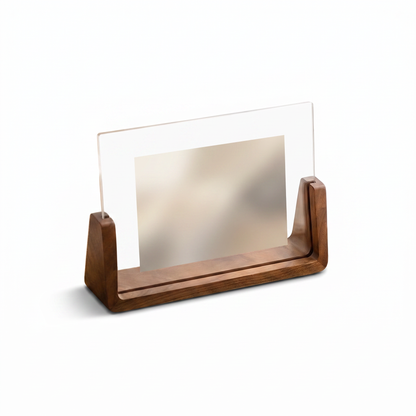 U-Shaped Acrylic & Wood Photo Frame | Modern Minimalist Display white background