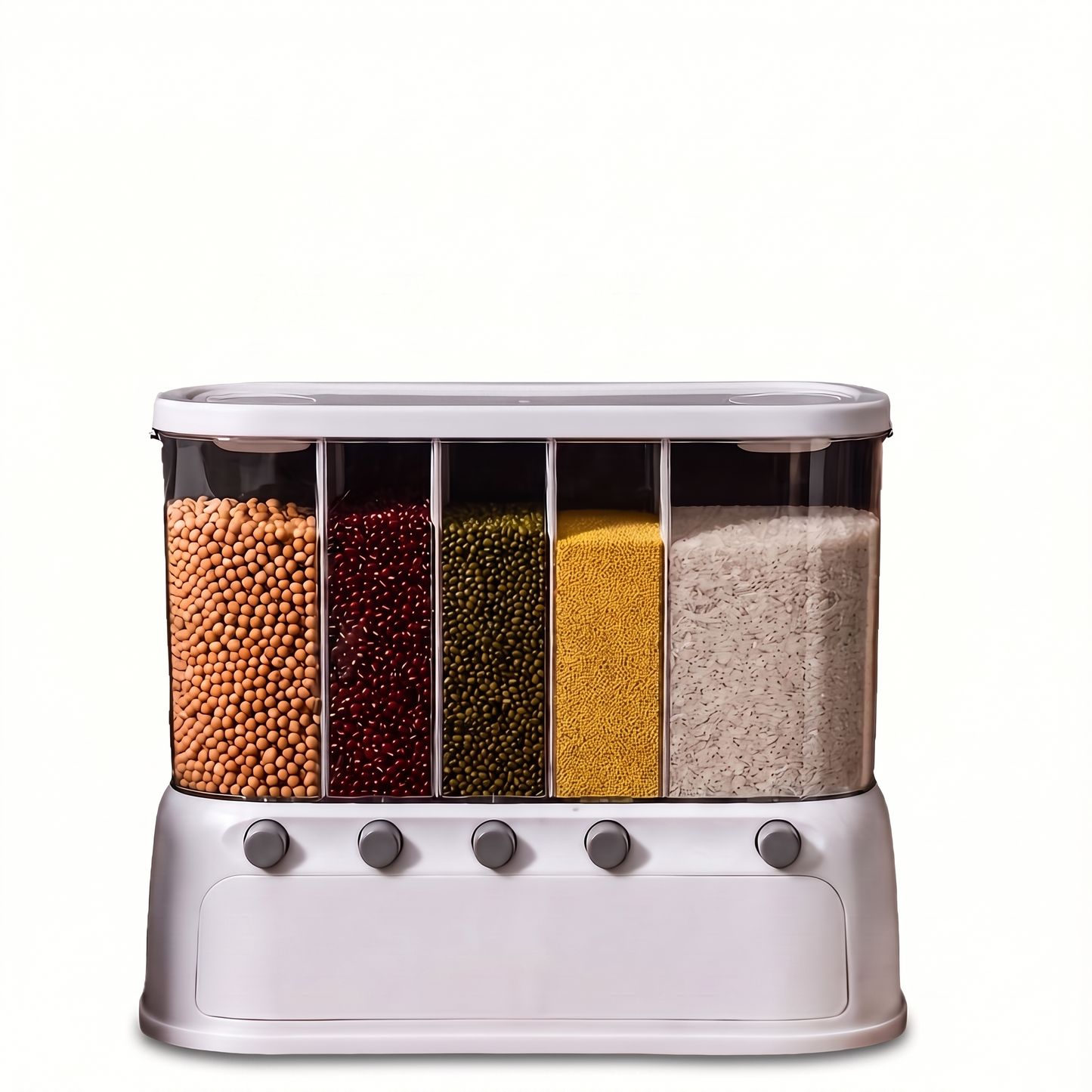 Multi-Compartment Kitchen Grain Storage Container white background
