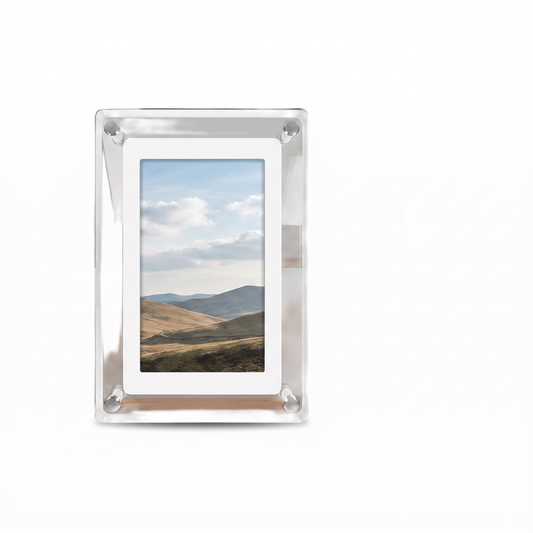 ClearFrame Acrylic Digital Photo Frame white background