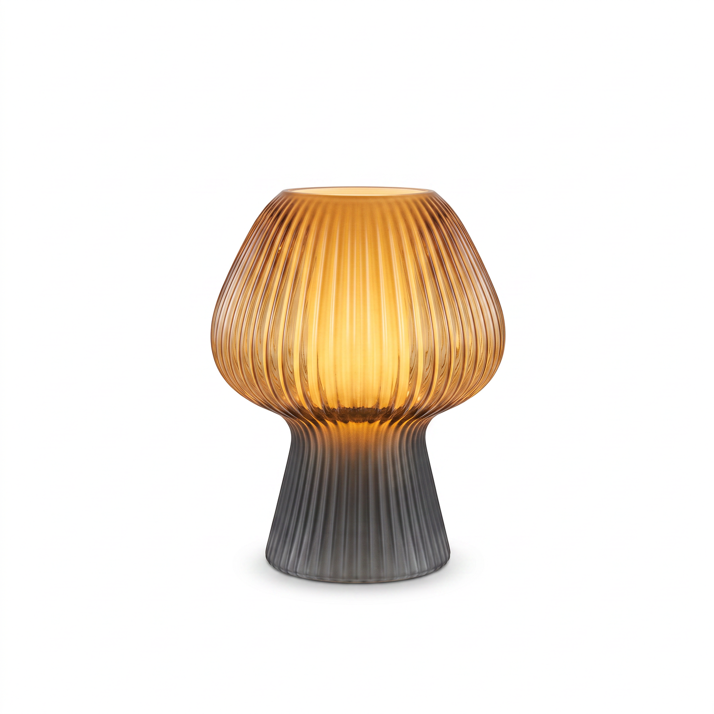 Vintage Bedside Table Lamp Ribbed Glass Mushroom Lamp white background