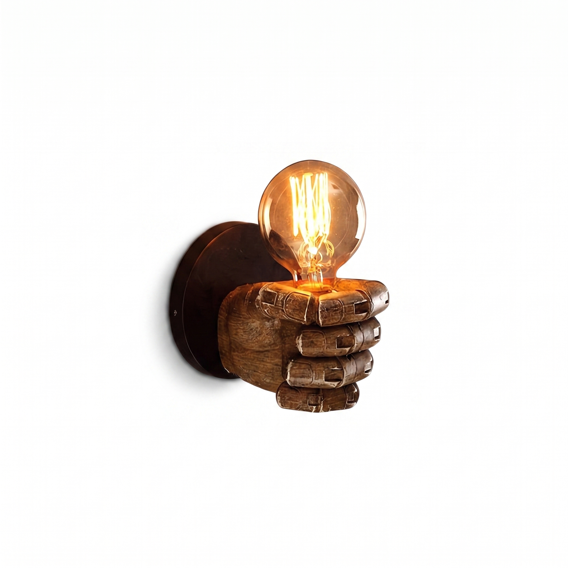 Industrial Hand Wall Lamp white background