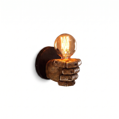 Industrial Hand Wall Lamp white background