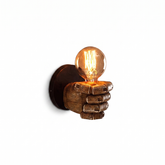 Industrial Hand Wall Lamp white background