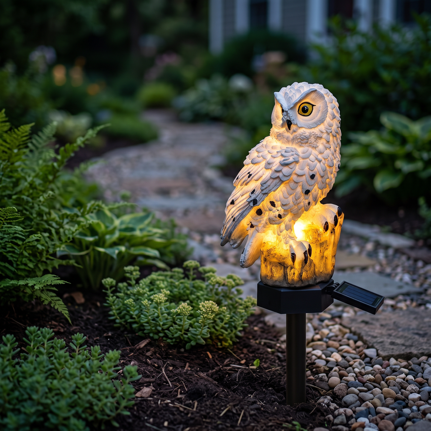 Garden Light Solar Owl Outdoor Pathway Stake Lamp lifestyle