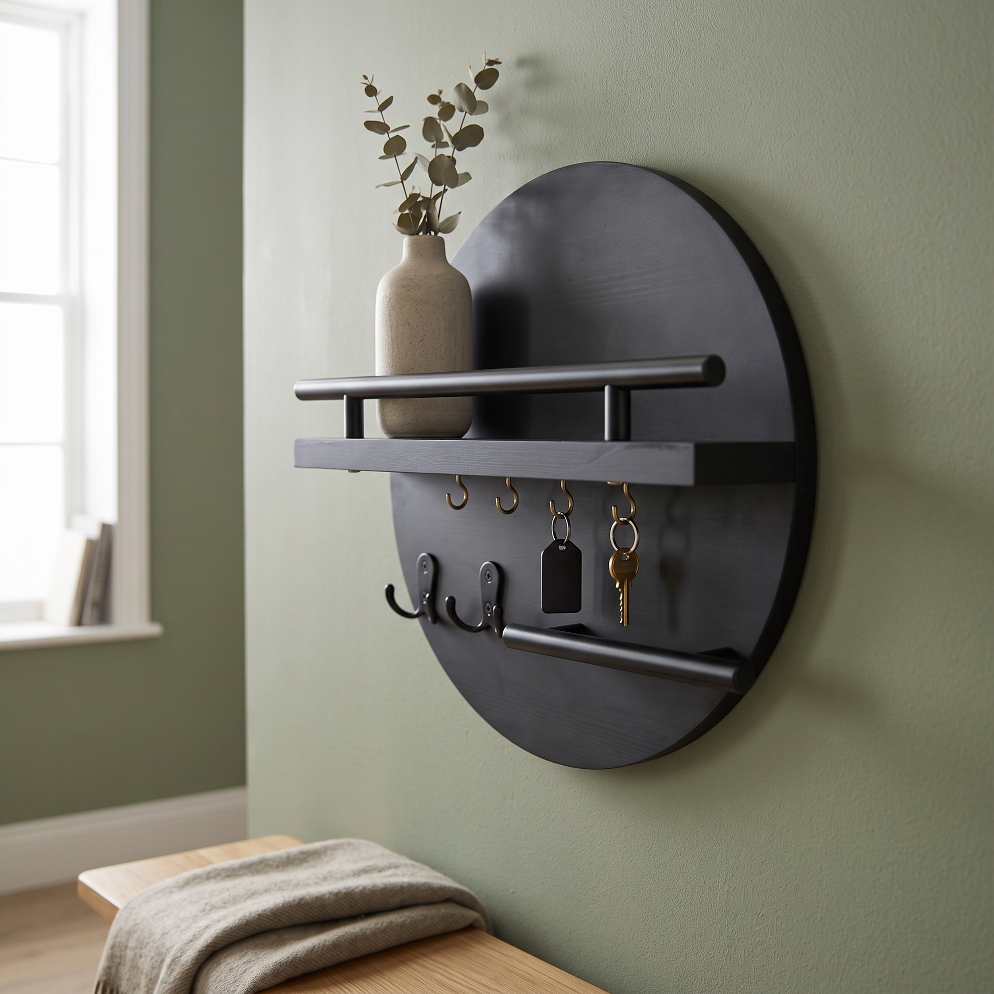 Round Wooden Key Holder lifestyle