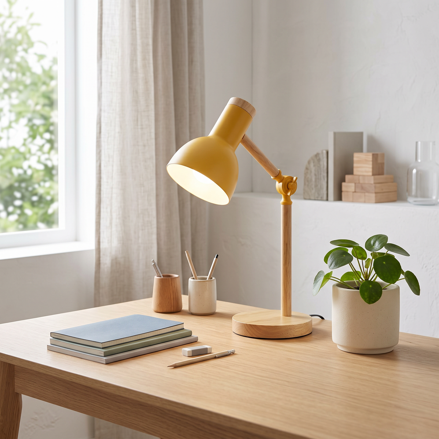 Nordic Wooden LED Desk Lamp lifestyle 1