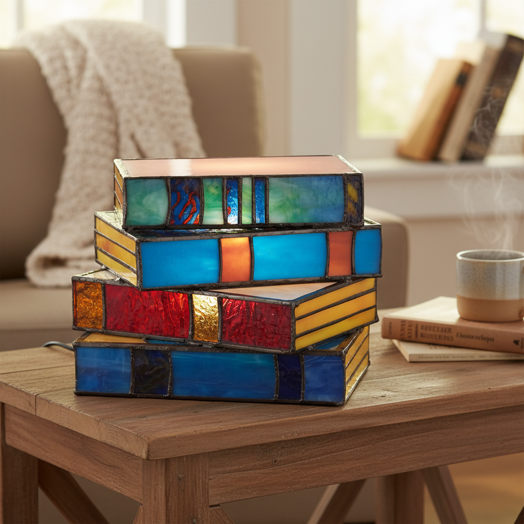 Stained Glass Book Lamp lifestyle 2