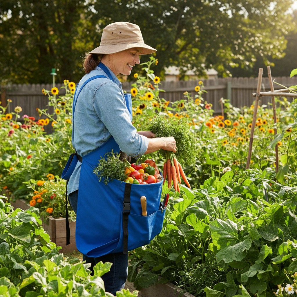 Durable Harvesting Apron With Drop-Release Pouch lifestyle 3