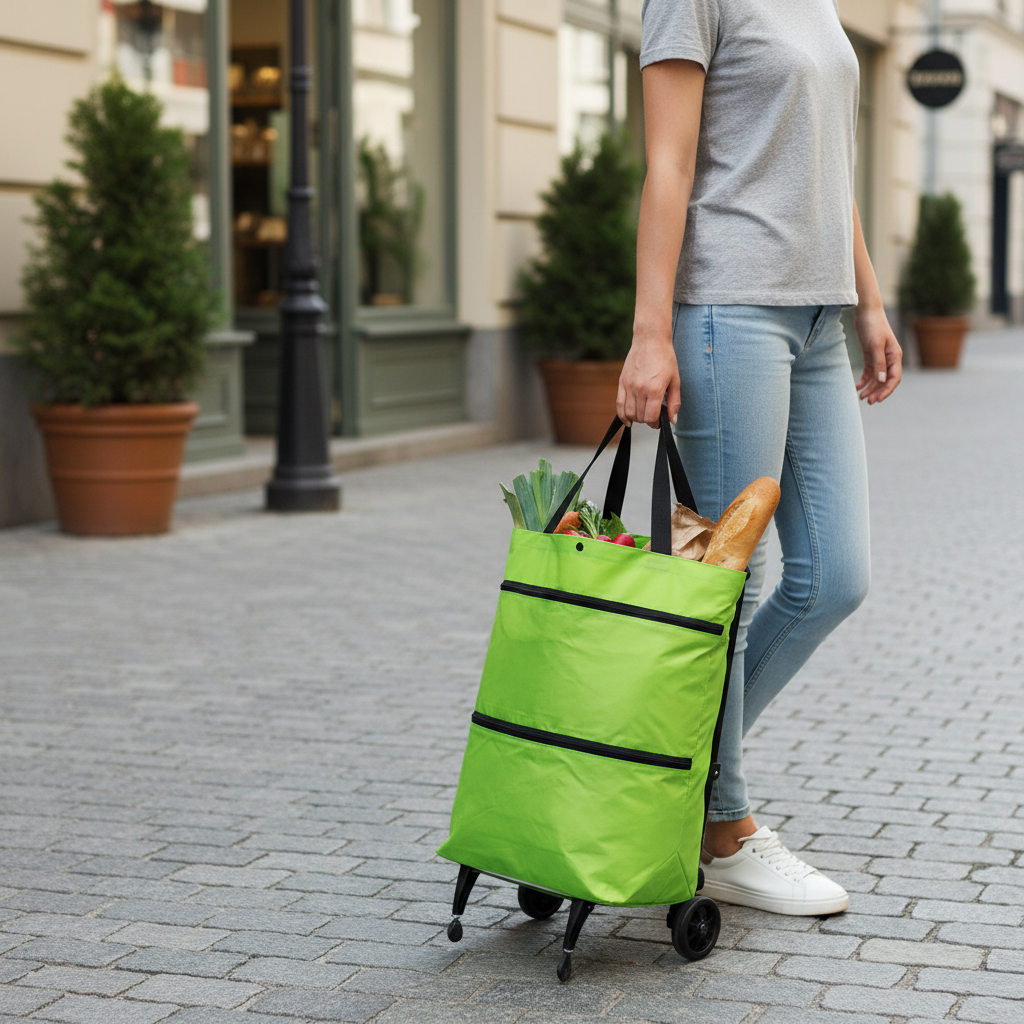 2-in-1 Foldable Shopping Bag with Wheels lifestyle 2