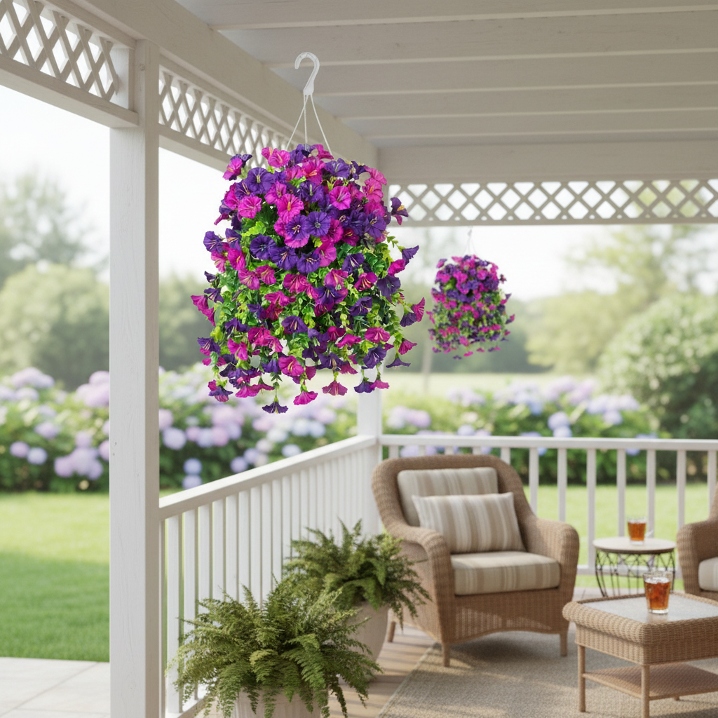 UV Resistant Artificial Morning Glory Flower Hanging Decor lifestyle 2