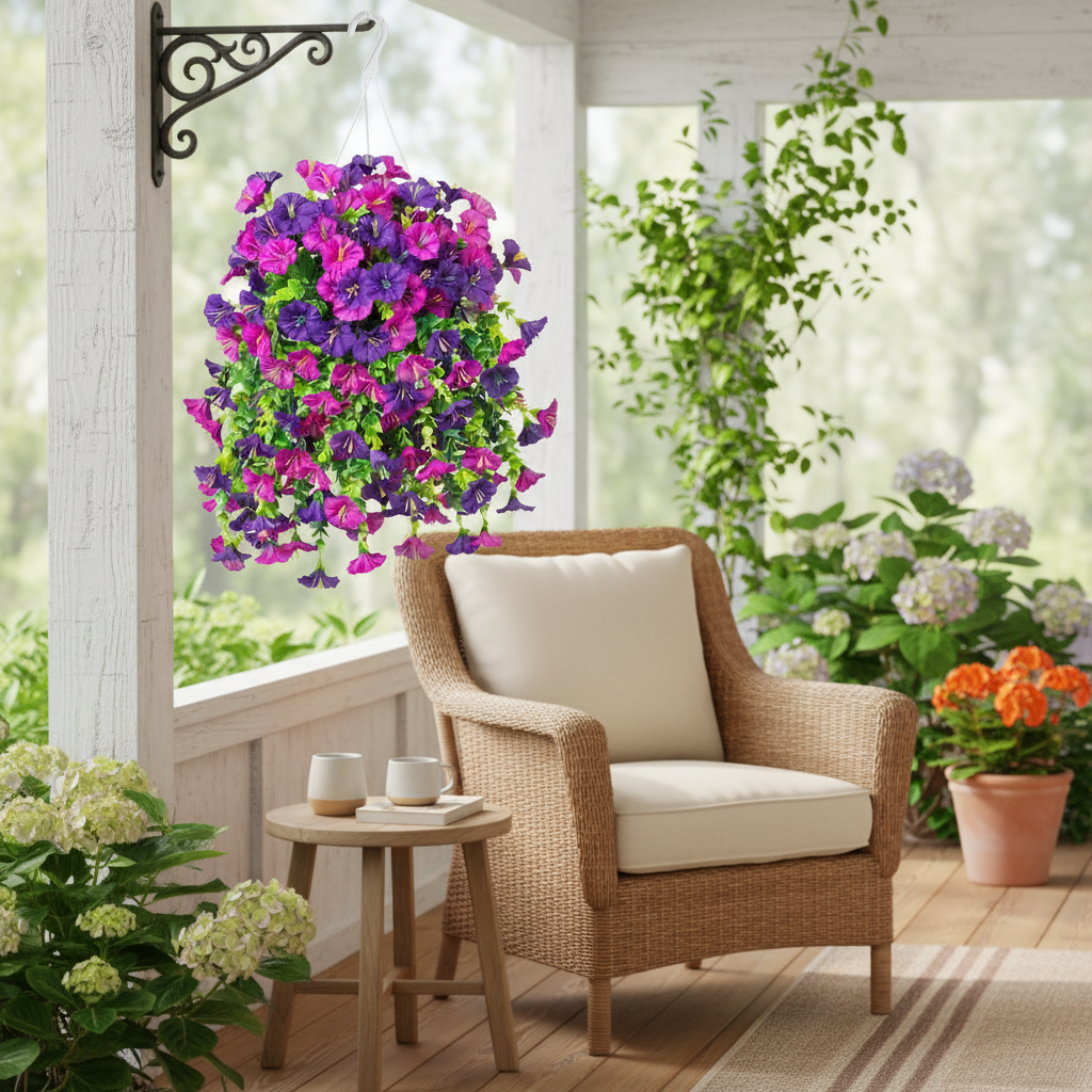 UV Resistant Artificial Morning Glory Flower Hanging Decor lifestyle 1