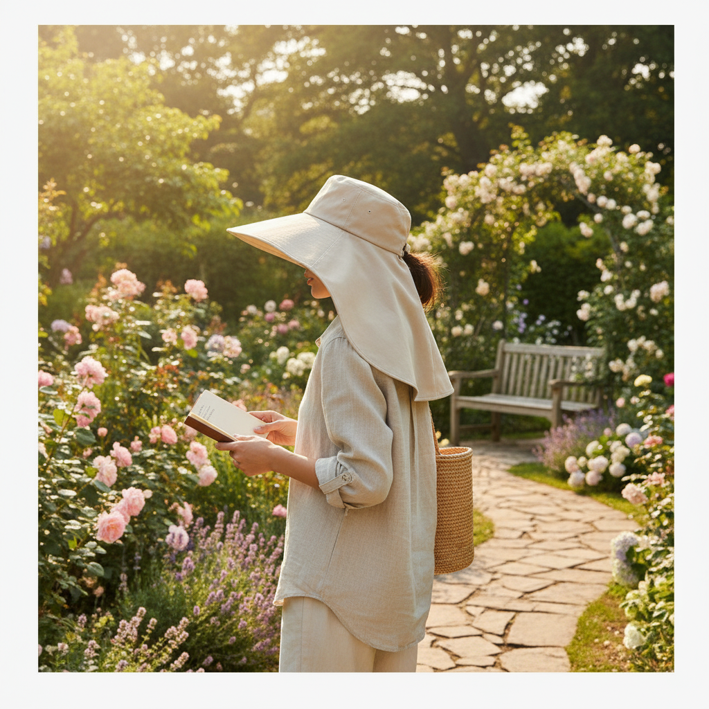 Elegant Wide Brim Sun Protection Shawl Hat for Women lifestyle 2