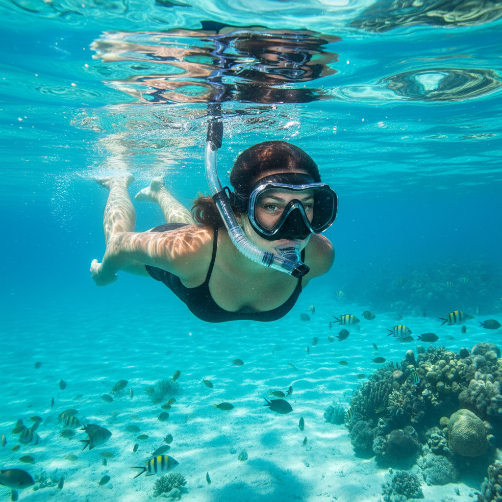 Snorkeling Mask with Dry Top System lifestyle 1