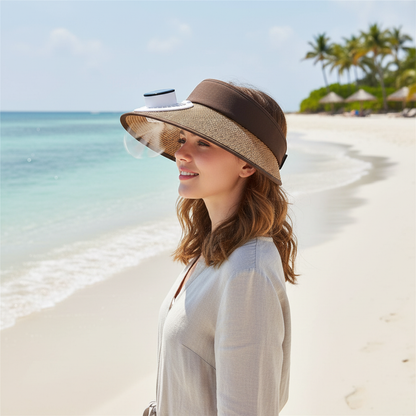 Wide Brim Sun Hat with Solar Powered Fan lifestyle 1