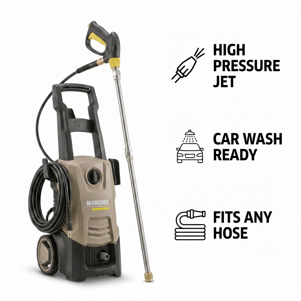 High-Pressure Washer Spray Nozzle Car Wash Water Hose white background