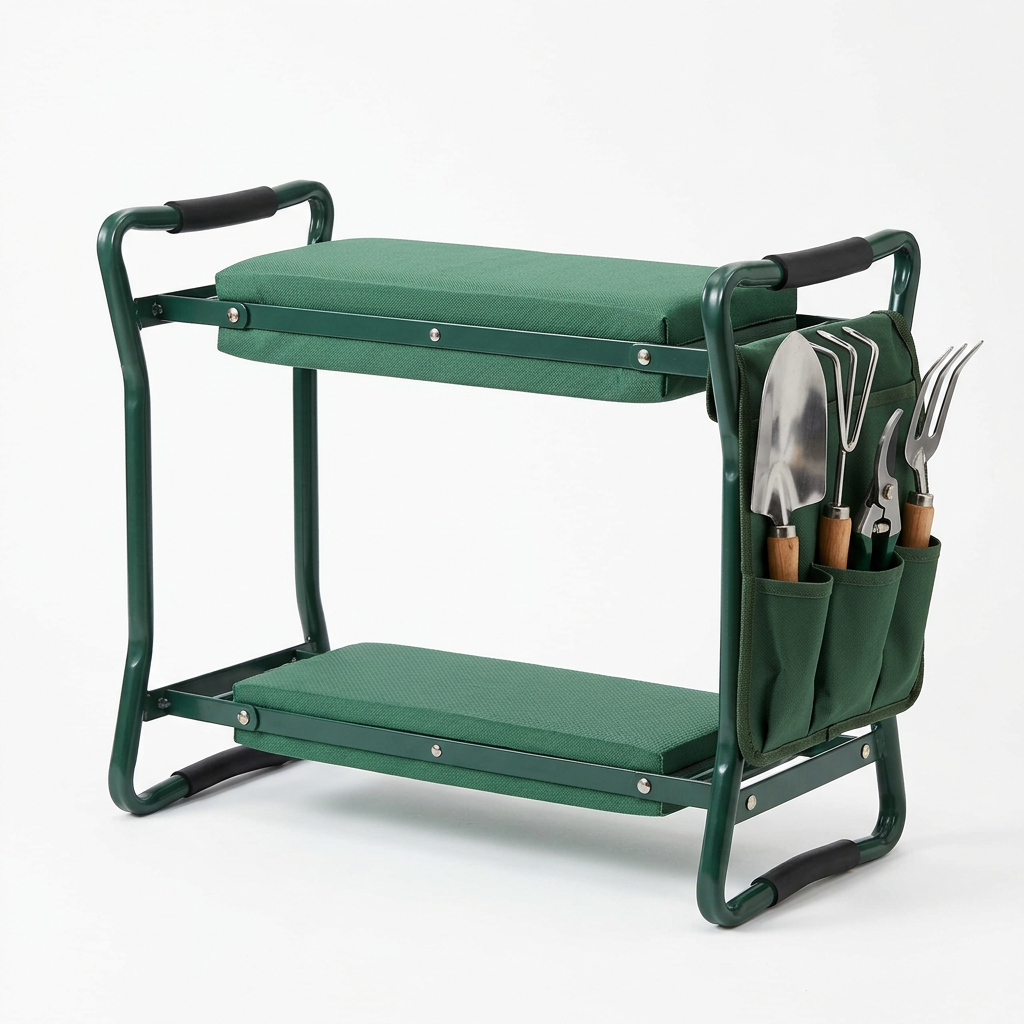 Foldable garden kneeler and seat on white background