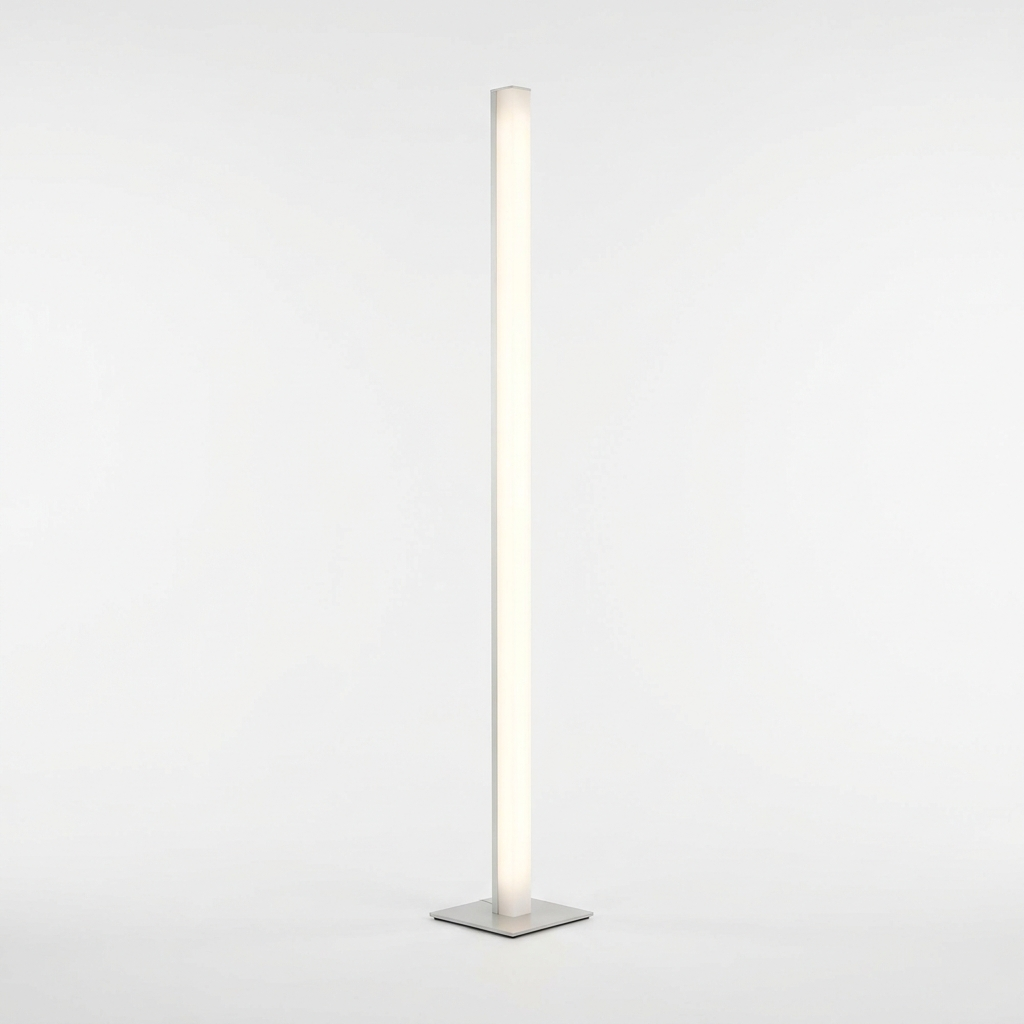Minimalist LED corner floor lamp on white background