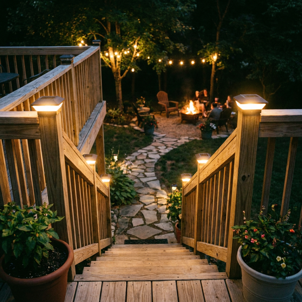 Solar Deck Post Cap Lights lifestyle 3