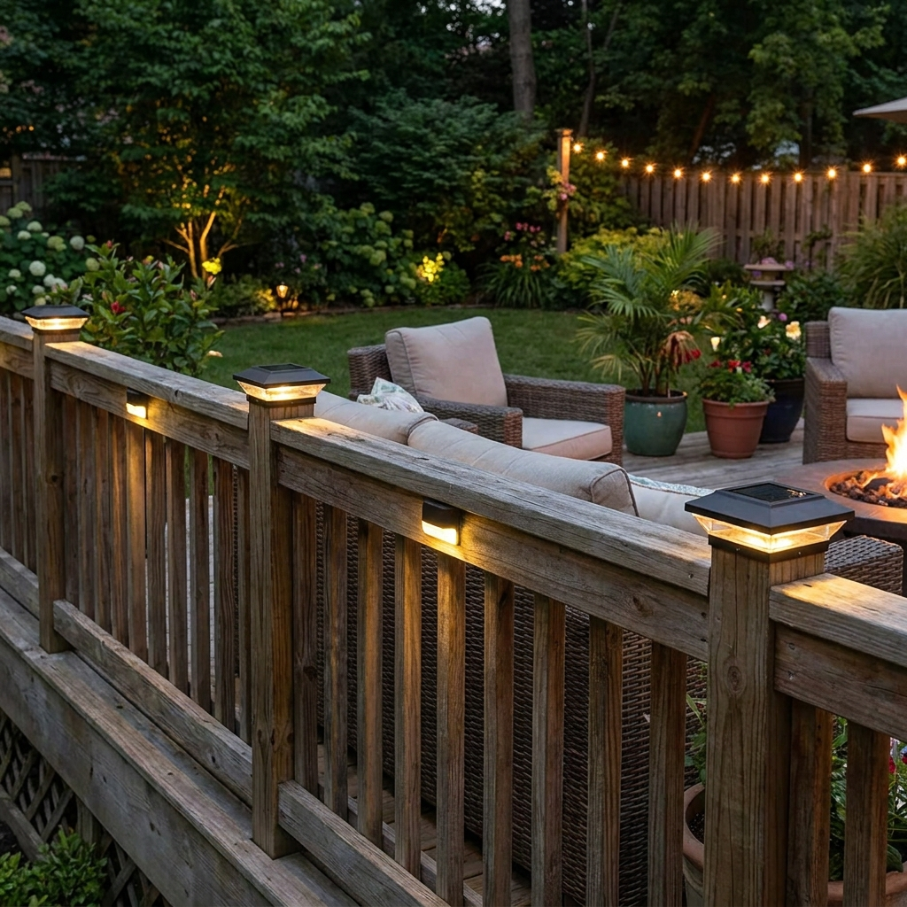 Solar Deck Post Cap Lights lifestyle 1