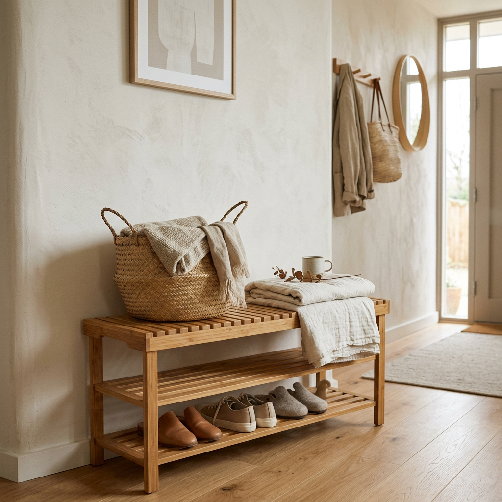 Bamboo Shoe Rack Bench lifestyle 3