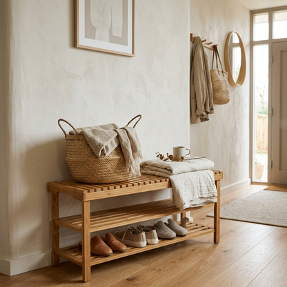 Bamboo Shoe Rack Bench lifestyle 3