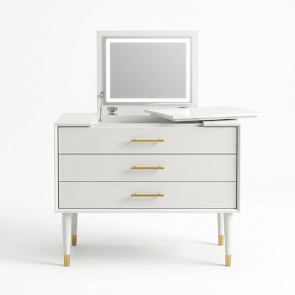 White retractable dressing table on a white background