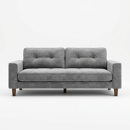 Grey chenille convertible sleeper sofa on a white background