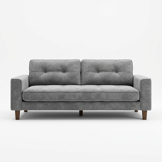 Grey chenille convertible sleeper sofa on a white background